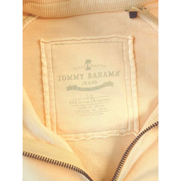 Tommy Bahama Quarter Zip Size XL Terry Cloth Pullover Peachy Pink Stretch - Picture 2 of 10